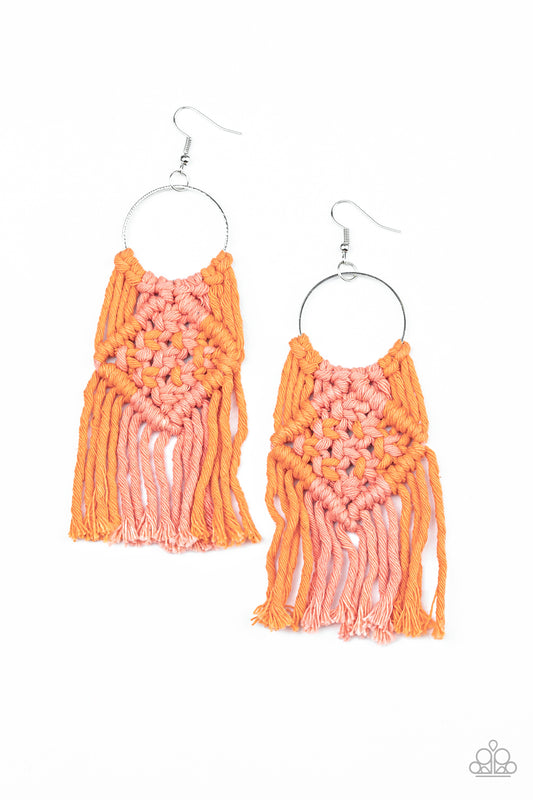 Paparazzi Macrame Rainbow - Orange Earrings