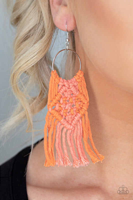 Paparazzi Macrame Rainbow - Orange Earrings