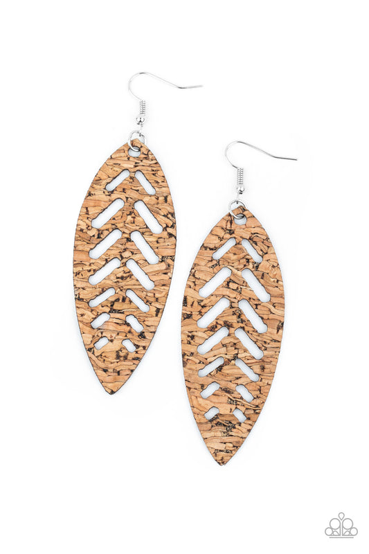 Paparazzi You're Such A CORK - Brown Earrings