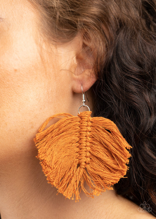 Paparazzi Macrame Mamba - Brown Earrings