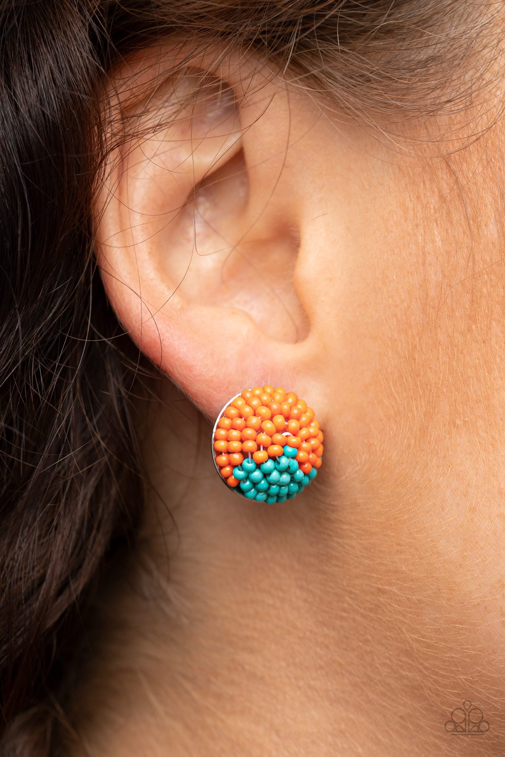 Paparazzi As Happy As Can BEAD - Orange Multi Earrings