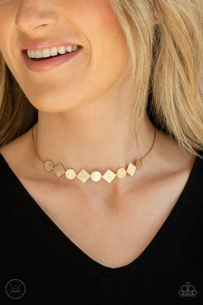 Paparazzi Don't Get Bent Out Of Shape - Gold Choker Necklace