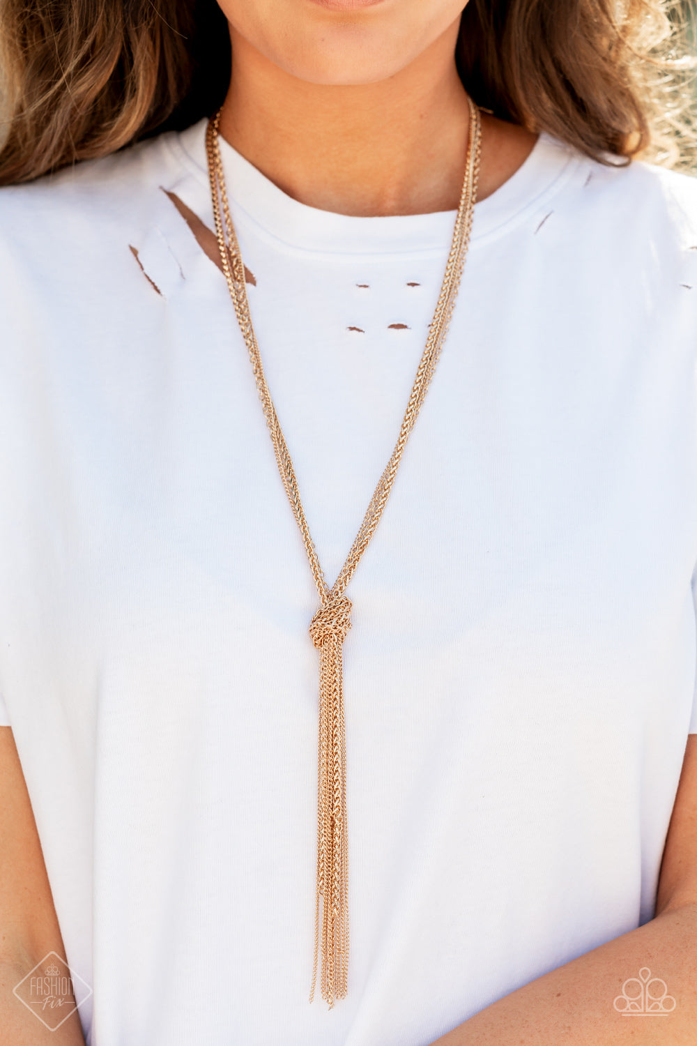 Paparazzi KNOT All There.- Gold Necklace - Fashion Fix - October 2021