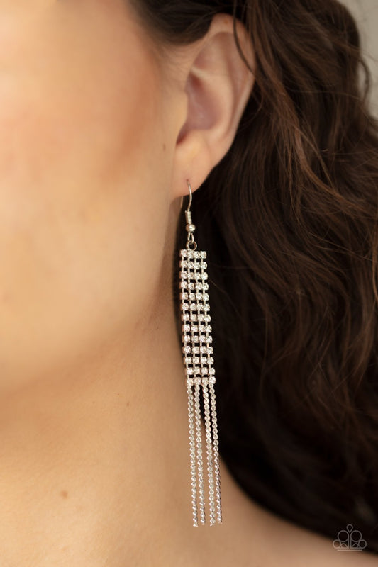 Paparazzi Rhinestone Romance - White Earrings