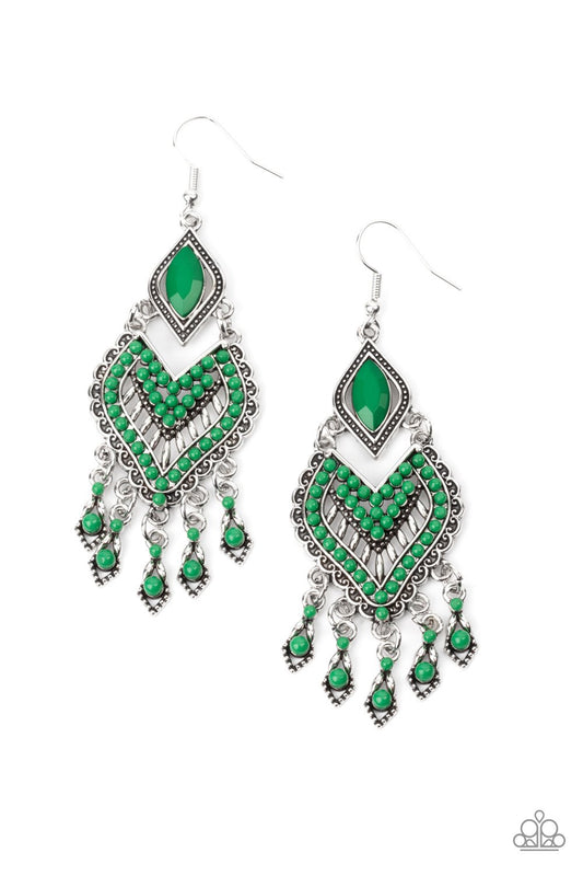 Paparazzi Dearly Debonair - Green Earrings - 2021 Convention Collection
