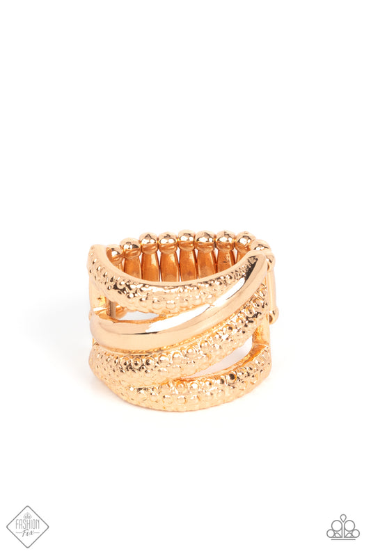 Paparazzi Contemporary Convergence - Gold Ring - Fashion Fix - October 2021