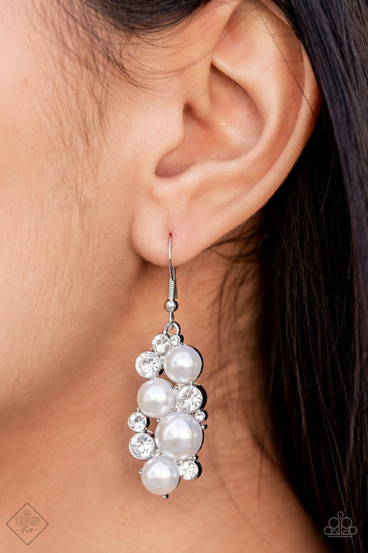 Paparazzi Fond Of Baubles - White Earrings - Fashion Fix - October 2021