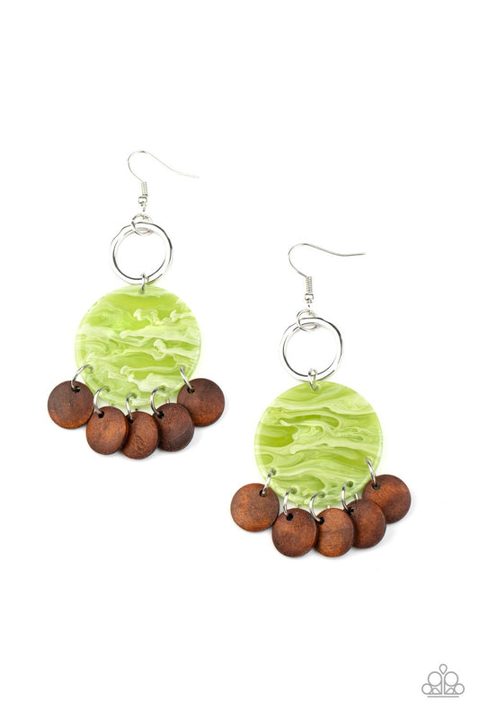 Paparazzi Beach Waves - Green Earrings