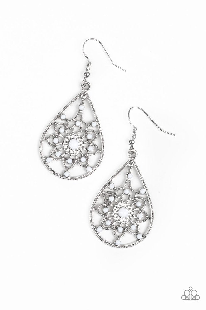 Paparazzi A Flair For Fabulous - White Earrings