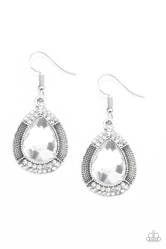 Paparazzi Grandmaster Shimmer - White Earrings