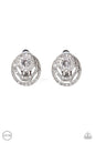 Paparazzi Epic Epicenter - White Clip-On Earrings