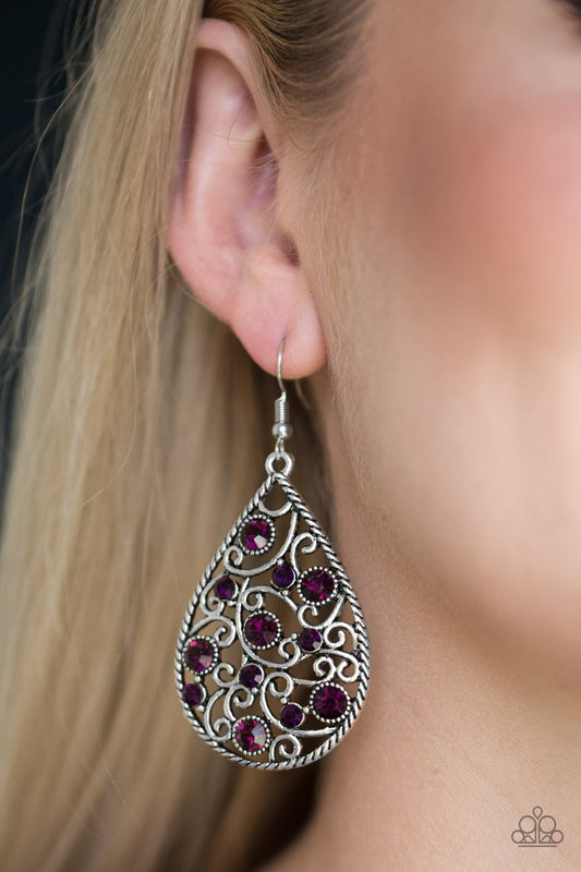 Paparazzi Certainly Courtier - Purple Earrings