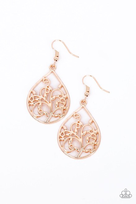 Paparazzi Enchanted Vines - Rose Gold Earrings