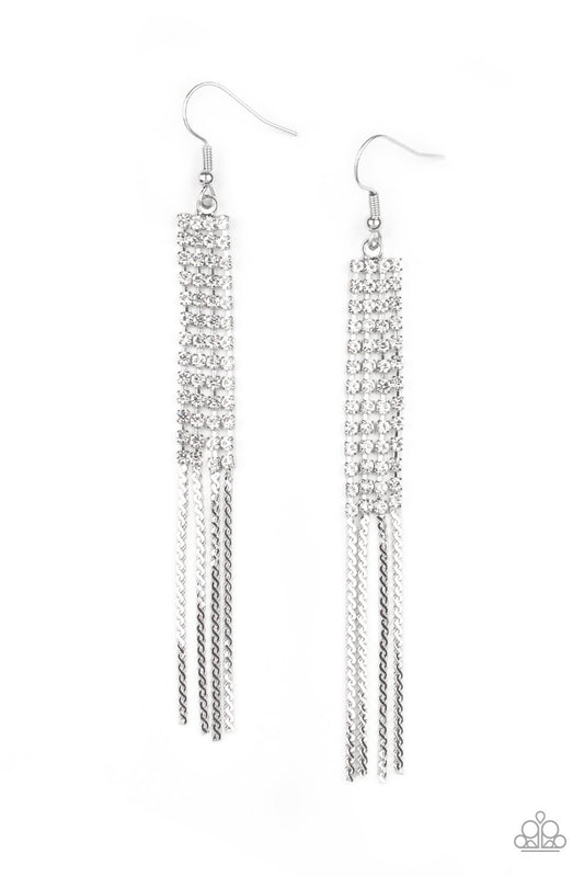 Paparazzi Rhinestone Romance - White Earrings