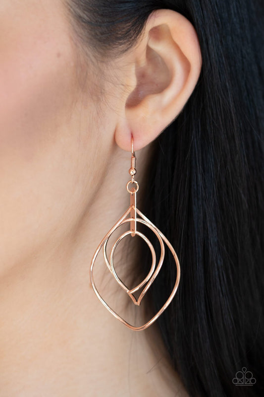 Paparazzi Asymmetrical Allure - Copper Earrings