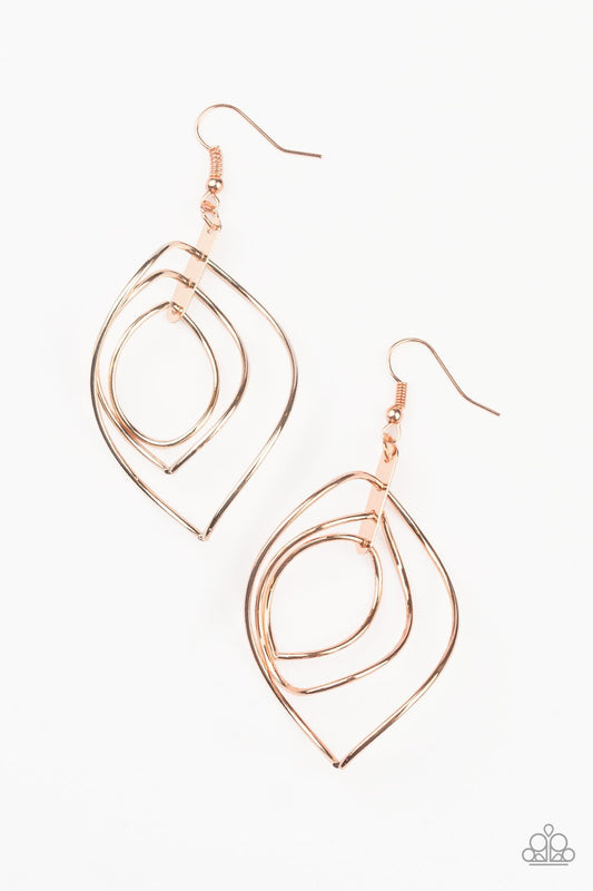 Paparazzi Asymmetrical Allure - Copper Earrings