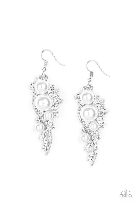 Paparazzi High End Elegance - White Earrings