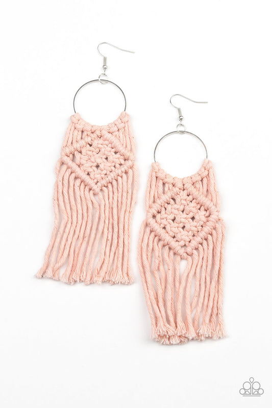 Paparazzi Macrame Rainbow - Pink Earrings