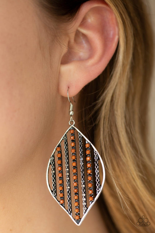 Paparazzi Leaf Motif - Brown Earrings