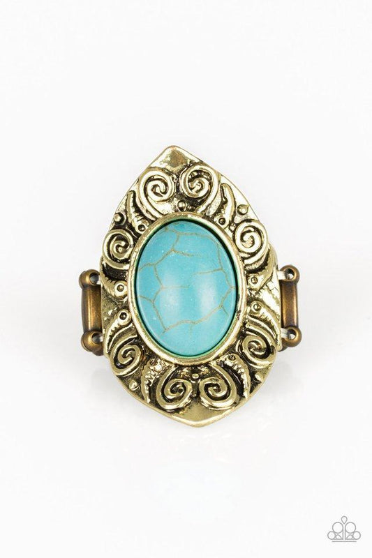 Paparazzi Mega Mother Nature -  Brass Blue Ring