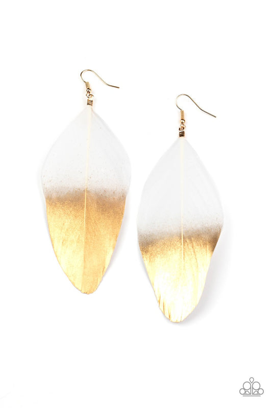 Paparazzi Fleek Feathers - White Earrings