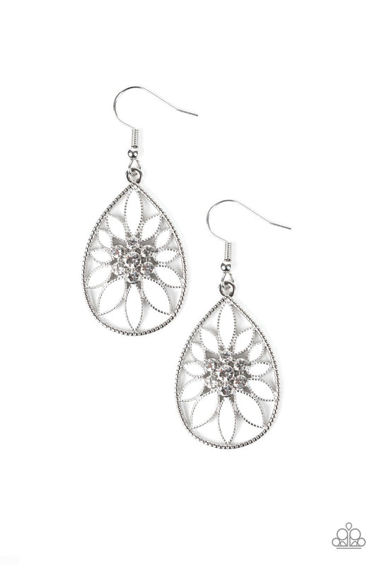 Paparazzi Floral Morals - White Earrings