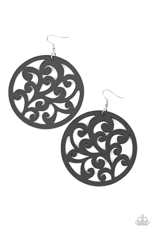 Paparazzi Fresh Off The Vine - Black Wood Earrings