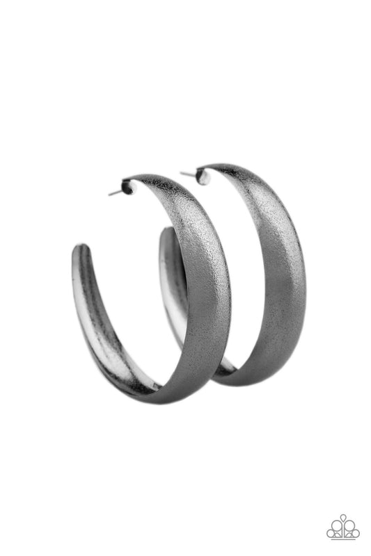 Paparazzi Hoops! I did It Agin - Black Earrings