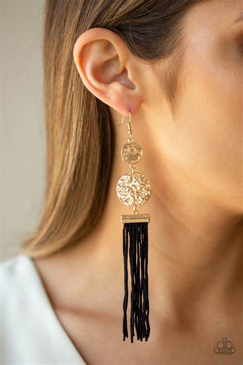 Paparazzi Lotus Gardens - Black Earrings