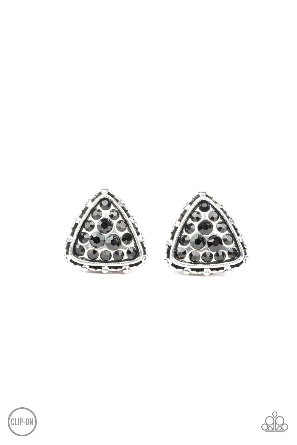 Paparazzi Rebel Rapture - Black Clip-On Earrings