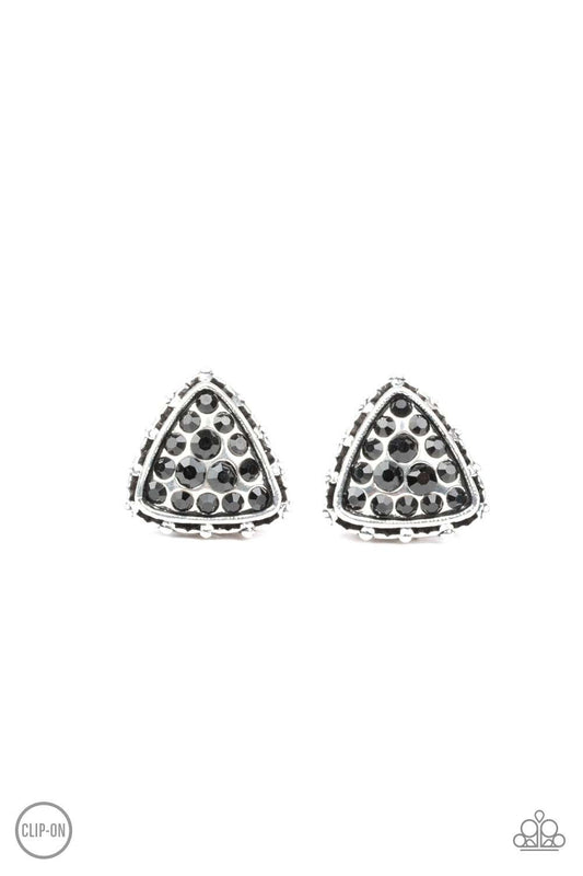Paparazzi Rebel Rapture - Black Clip-On Earrings