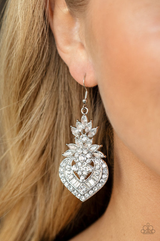 Paparazzi Royal Hustle - White Earrings - Life Of The Party - August 2021