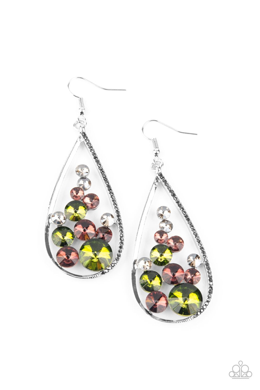 Paparazzi Tempest Twinkle - Multi Green Purple Earrings