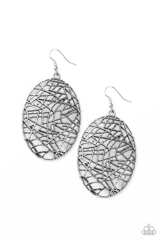Paparazzi Way Out Of Line - Silver Earrings