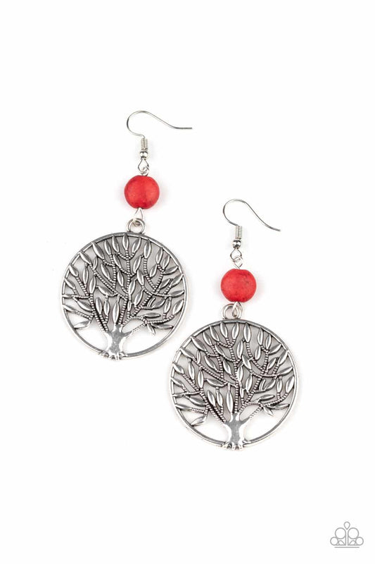 Paparazzi Bountiful Branches - Red Tree of Life Earrings