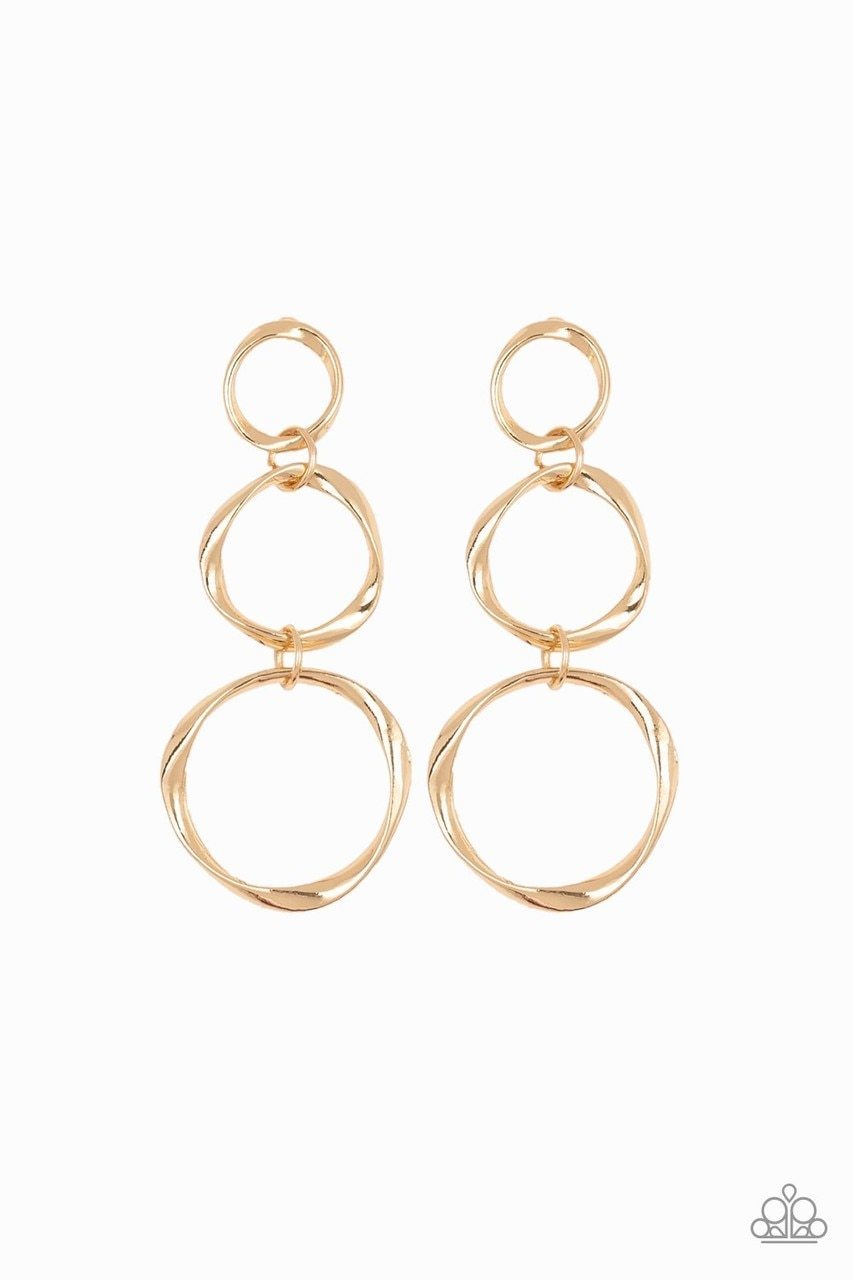 Paparazzi Three Ring Radiance - Gold Earrings
