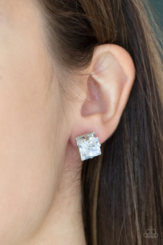 Paparazzi Times Square Timeless - White Earrings