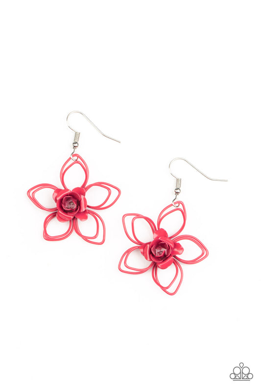 Paparazzi Botanical Bonanza - Pink Flower Earrings