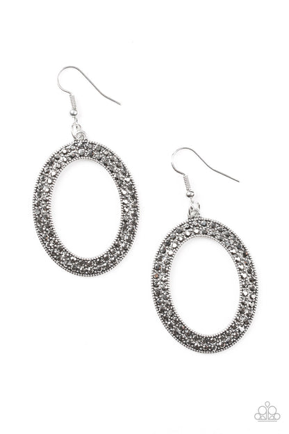 Paparazzi Go Down In Glitter - Silver Earrings
