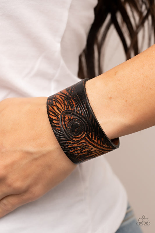 Paparazzi Positively Peacock - Black Urban Wrap Bracelet