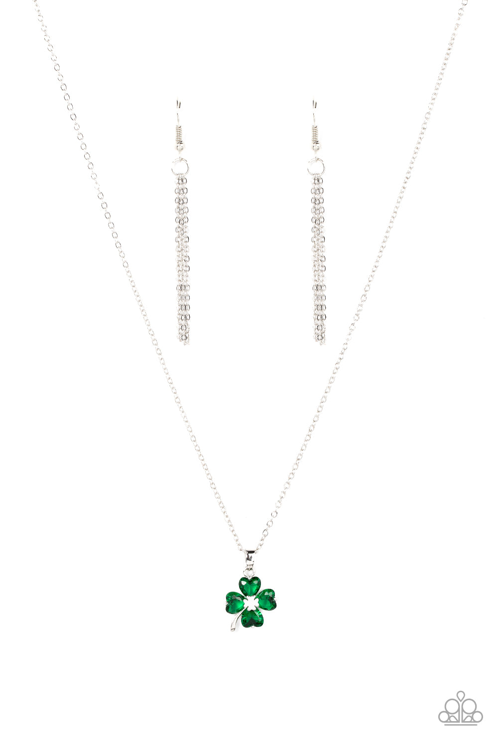 Paparazzi Kiss Me, Im Irish - Silver Green Necklace