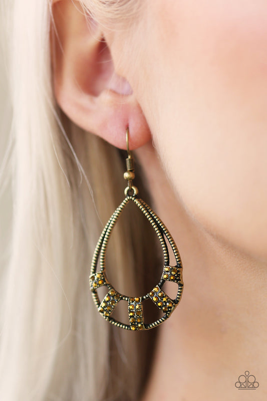 Paparazzi Trillion Dollar Teardrops - Brass Earrings