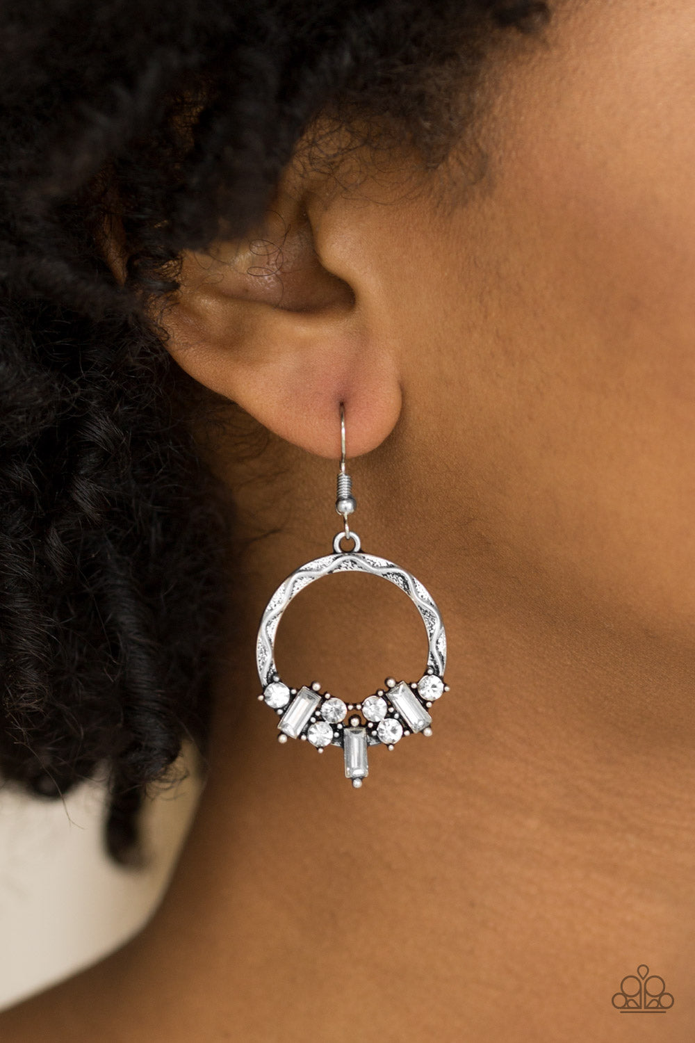 Paparazzi On The Uptrend - White Earrings