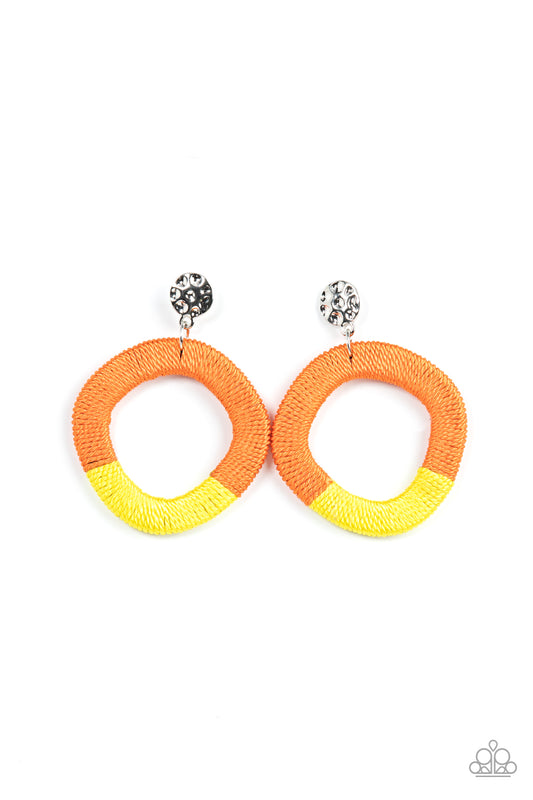 Paparazzi Thats A WRAPAROUND - Multi Orange Yellow Earrings