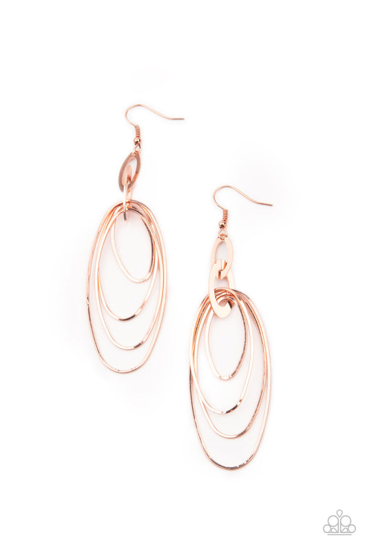 Paparazzi OVAL The Moon - Copper Earrings