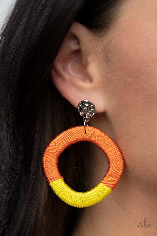 Paparazzi Thats A WRAPAROUND - Multi Orange Yellow Earrings