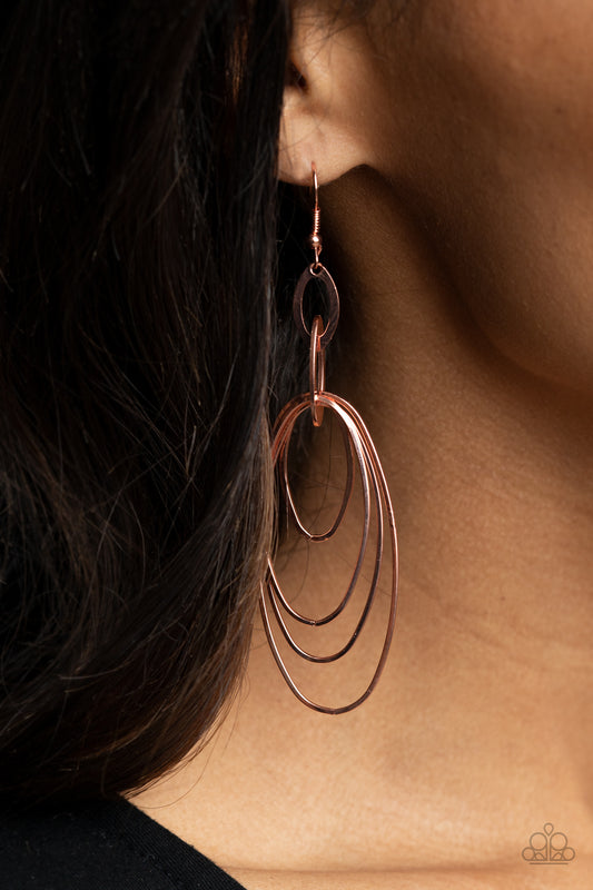 Paparazzi OVAL The Moon - Copper Earrings