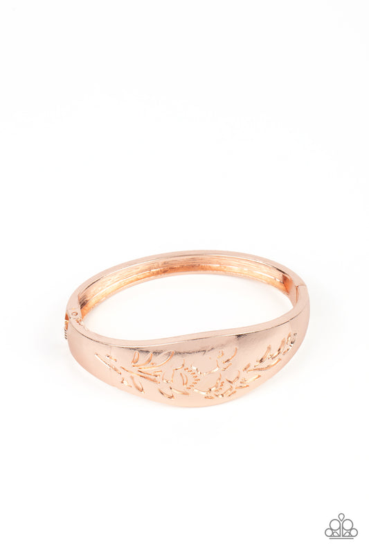 Paparazzi Fond Of Florals - Rose Gold Hinge Bracelet