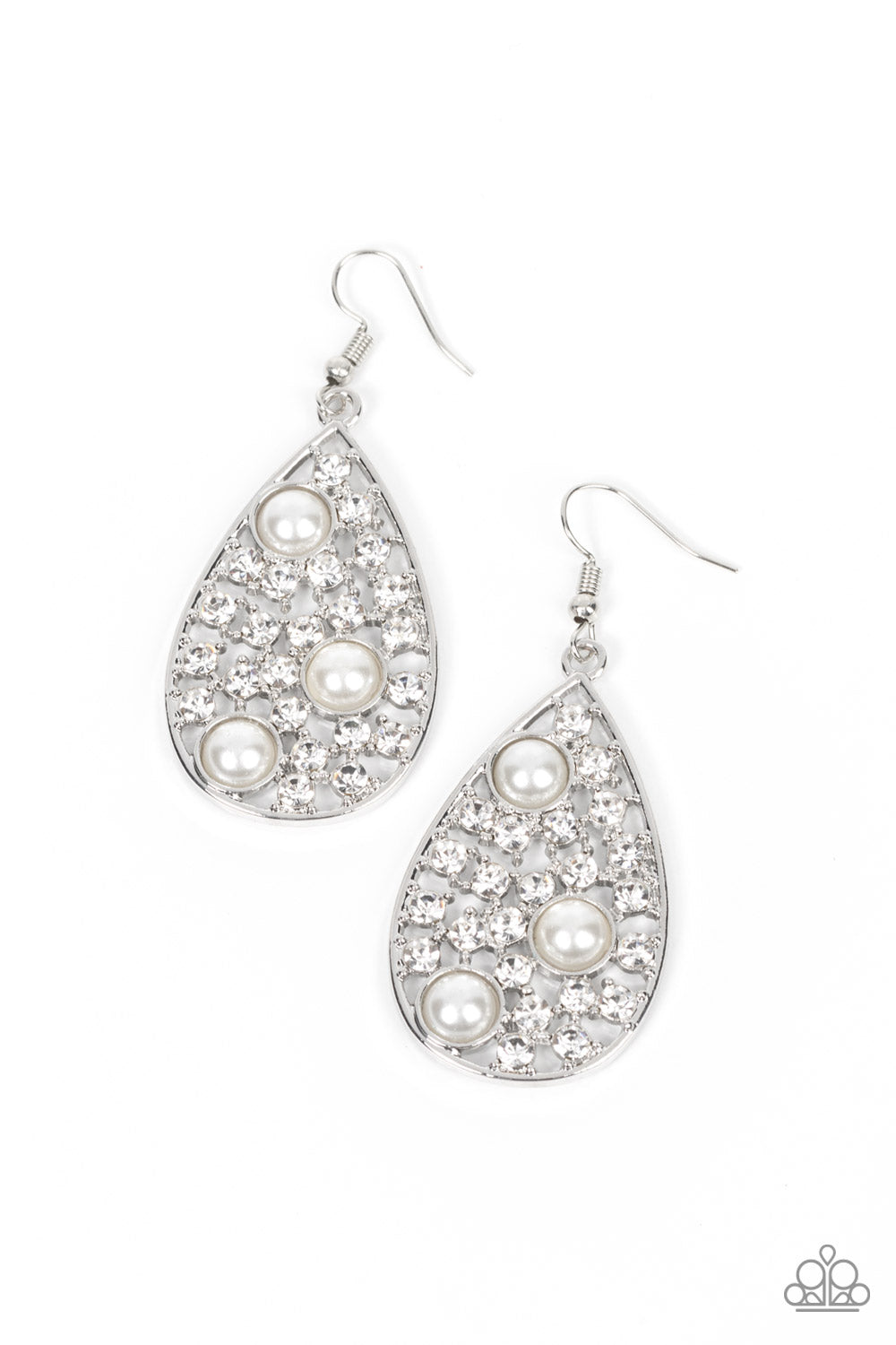 Paparazzi Bauble Burst - White Earrings