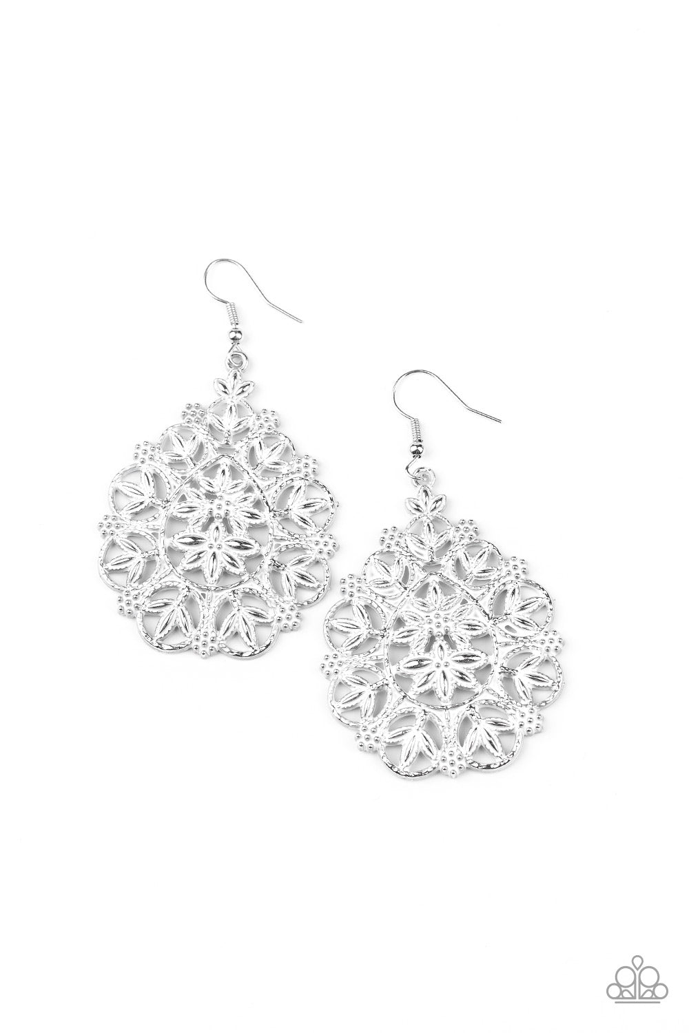 Paparazzi Floral Affair - White Earrings